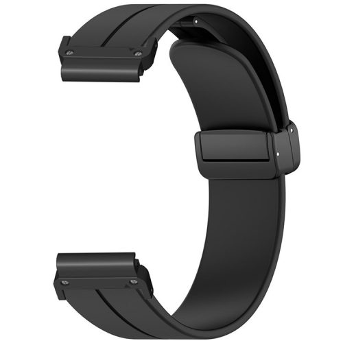 For Coros Vertix 2  /  Garmin Fenix 7X  /  6X  /  5X 26mm Watch Band Magnetic Buckle Silicone Strap - Black