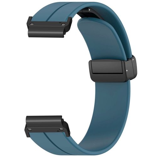 For Coros Vertix 2  /  Garmin Fenix 7X  /  6X  /  5X 26mm Watch Band Magnetic Buckle Silicone Strap - Cyan