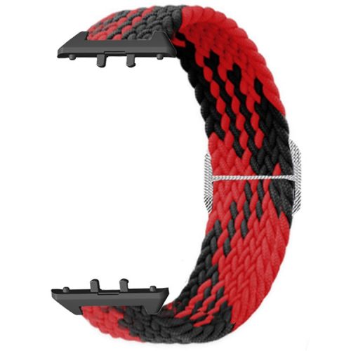 For Samsung Galaxy Fit3 Replacement Band 12mm Nylon Braided Watch Strap - Red / Black