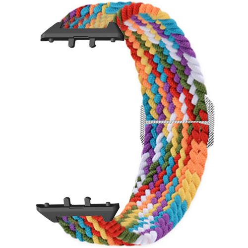 For Samsung Galaxy Fit3 Replacement Band 12mm Nylon Braided Watch Strap - Rainbow