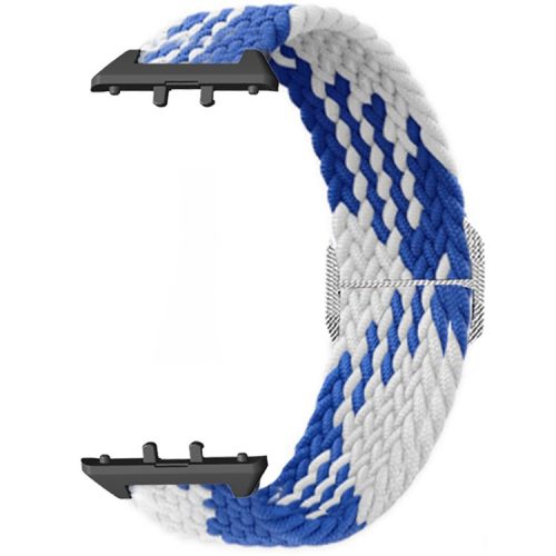 For Samsung Galaxy Fit3 Replacement Band 12mm Nylon Braided Watch Strap - Blue / White