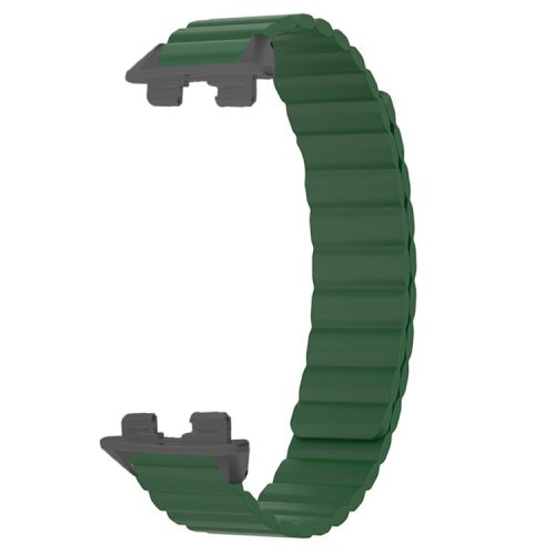 For Huawei Band 9 Magnetic Wrist Band Adjustable Silicone Watch Strap Watch Replacement Accessory - Army Green