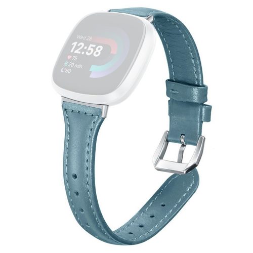 For Fitbit Versa 3 / 4 Watch Strap Genuine Cow Leather Adjustable Wrist Band - Baby Blue