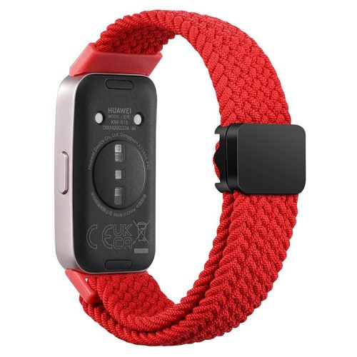 For Huawei Band 8 / Band 8 NFC / Band 9 / Band 9 NFC Wrist Band Magnetic Buckle Nylon Braided Smartwatch Strap - Red