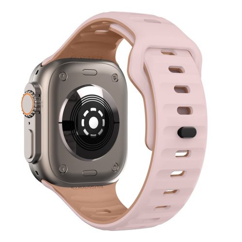 For Apple Watch 10 46mm / Ultra 2 / Ultra 49mm / 9 8 7 45mm / SE (2023) SE (2022) SE 6 5 4 44mm / 3 2 1 42mm Dual-Color Silicone Strap - Pink+Rose Gray