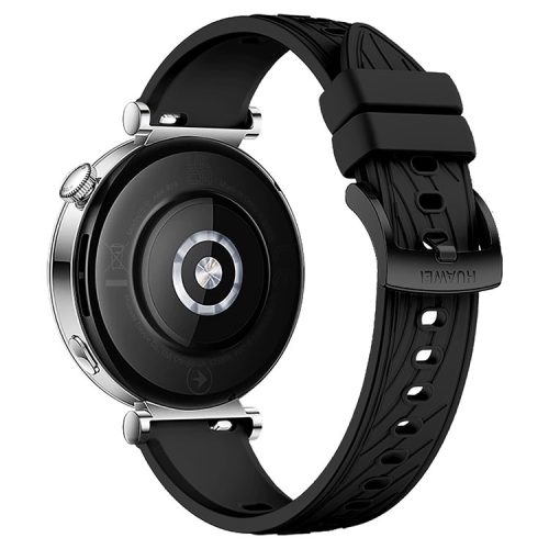 For Huawei Watch GT 4 41mm / Xiaomi Mi Watch Silicone Band 18mm Textured Watch Strap - Black+Black Buckle