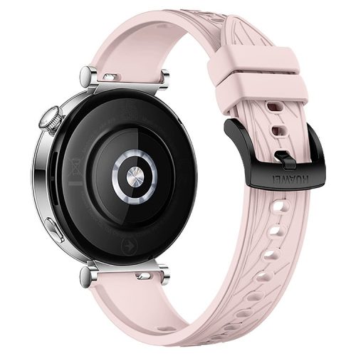 For Huawei Watch GT 4 41mm / Xiaomi Mi Watch Silicone Band 18mm Textured Watch Strap - Pink+Black Buckle