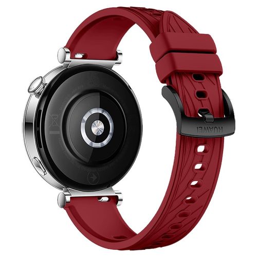 For Huawei Watch GT 4 41mm / Xiaomi Mi Watch Silicone Band 18mm Textured Watch Strap - Red+Black Buckle