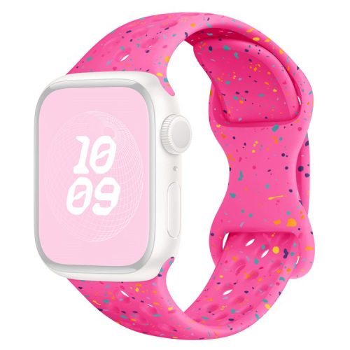 For Apple Watch 10 46mm / Ultra 2 / Ultra 49mm / 9 8 7 45mm / SE (2023) SE (2022) SE 6 5 4 44mm / 3 2 1 42mm Confetti Decor Silicone Strap - Deep Pink