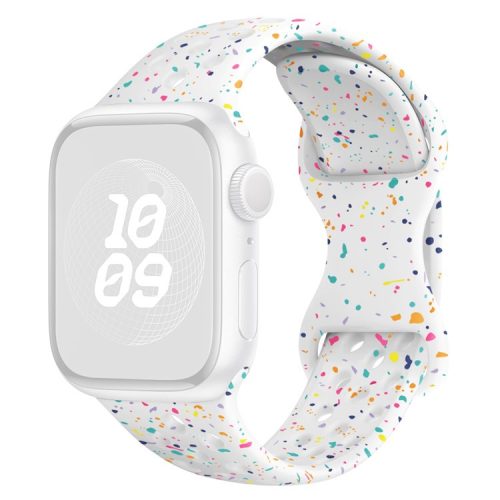 For Apple Watch 10 46mm / Ultra 2 / Ultra 49mm / 9 8 7 45mm / SE (2023) SE (2022) SE 6 5 4 44mm / 3 2 1 42mm Confetti Decor Silicone Strap - White