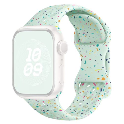 For Apple Watch 10 46mm / Ultra 2 / Ultra 49mm / 9 8 7 45mm / SE (2023) SE (2022) SE 6 5 4 44mm / 3 2 1 42mm Confetti Decor Silicone Strap - Mint Green