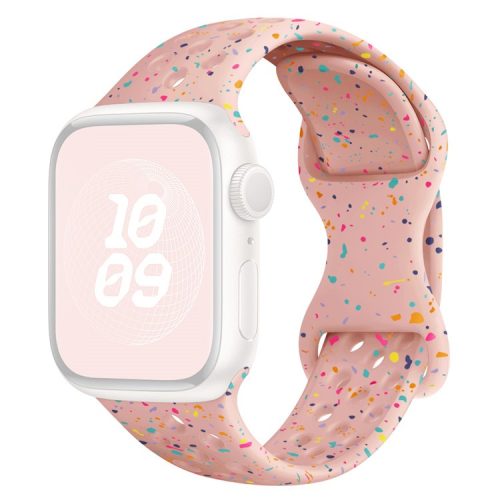 For Apple Watch 10 46mm / Ultra 2 / Ultra 49mm / 9 8 7 45mm / SE (2023) SE (2022) SE 6 5 4 44mm / 3 2 1 42mm Confetti Decor Silicone Strap - Pink