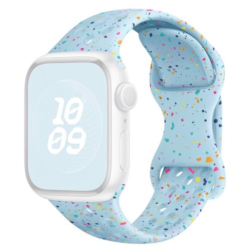 For Apple Watch 10 46mm / Ultra 2 / Ultra 49mm / 9 8 7 45mm / SE (2023) SE (2022) SE 6 5 4 44mm / 3 2 1 42mm Confetti Decor Silicone Strap - Baby Blue