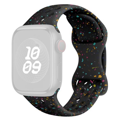 For Apple Watch 10 46mm / Ultra 2 / Ultra 49mm / 9 8 7 45mm / SE (2023) SE (2022) SE 6 5 4 44mm / 3 2 1 42mm Confetti Decor Silicone Strap - Black