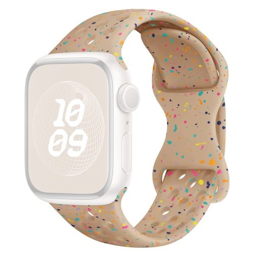 For Apple Watch 10 46mm / Ultra 2 / Ultra 49mm / 9 8 7 45mm / SE (2023) SE (2022) SE 6 5 4 44mm / 3 2 1 42mm Confetti Decor Silicone Strap - Milk Tea Color