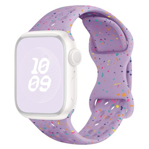 For Apple Watch 10 46mm / Ultra 2 / Ultra 49mm / 9 8 7 45mm / SE (2023) SE (2022) SE 6 5 4 44mm / 3 2 1 42mm Confetti Decor Silicone Strap - Light Purple