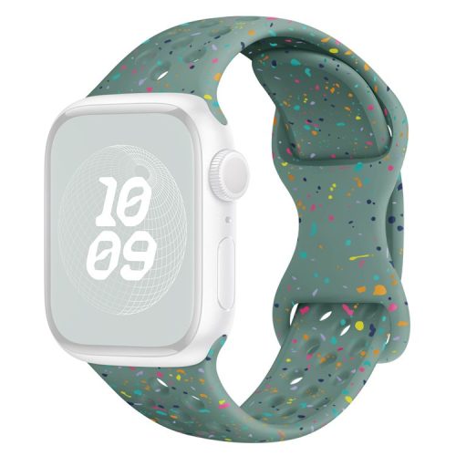 For Apple Watch 10 46mm / Ultra 2 / Ultra 49mm / 9 8 7 45mm / SE (2023) SE (2022) SE 6 5 4 44mm / 3 2 1 42mm Confetti Decor Silicone Strap - Green