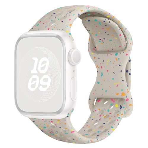 For Apple Watch 10 46mm / Ultra 2 / Ultra 49mm / 9 8 7 45mm / SE (2023) SE (2022) SE 6 5 4 44mm / 3 2 1 42mm Confetti Decor Silicone Strap - Starlight