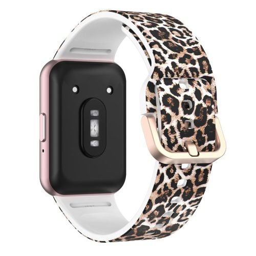 For Samsung Galaxy Fit3 Pattern Printing Silicone Strap Replacement Watch Band - Brown Leopard