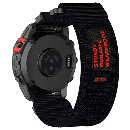 For Garmin Quickfit 22mm / Fenix 7 / Fenix 7 Pro / Instinct 2 Magic Tape Watch Strap Nylon Wrist Band - Black