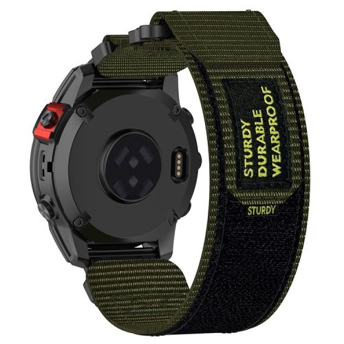 For Garmin QuickFit 22mm / Fenix 7 / Fenix 7 Pro / Instinct 2 Magic Tape Watch Strap Nylon Wrist Band - Army Green