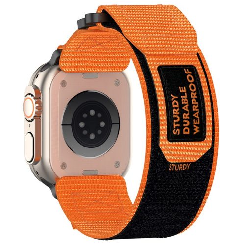 For Apple Watch 10 46mm / Ultra 2 / Ultra 49mm / 9 8 7 45mm / SE (2023) SE (2022) SE 6 5 4 44mm / 3 2 1 42mm Fastening Watchband Nylon Strap - Orange