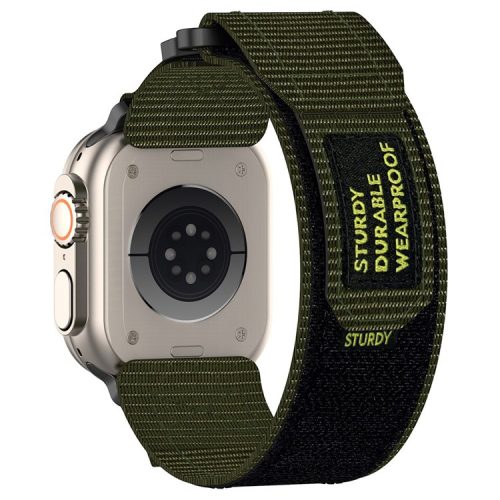 For Apple Watch 10 46mm / Ultra 2 / Ultra 49mm / 9 8 7 45mm / SE (2023) SE (2022) SE 6 5 4 44mm / 3 2 1 42mm Fastening Watchband Nylon Strap - Army Green