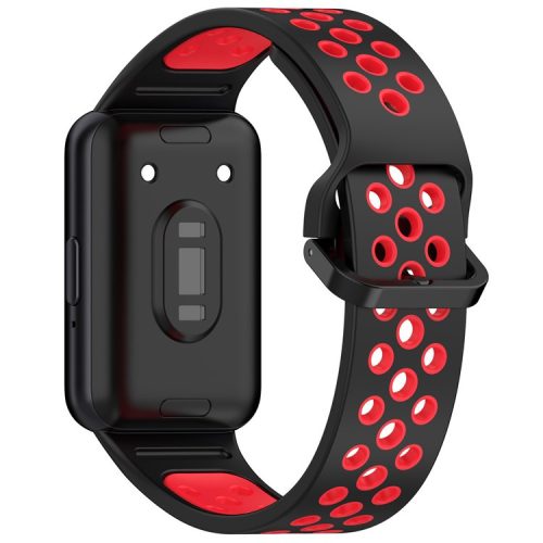 For Samsung Galaxy Fit3 Silicone Watch Bands Dual-Color Wrist Straps Replacement Parts - Black+Red