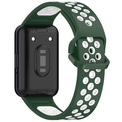 For Samsung Galaxy Fit3 Silicone Watch Bands Dual-Color Wrist Straps Replacement Parts - Dark Green+White