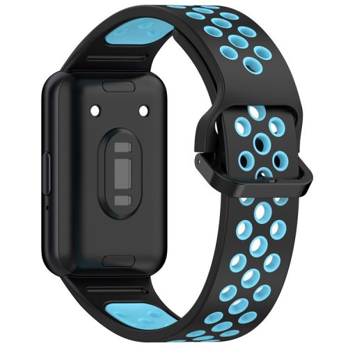 For Samsung Galaxy Fit3 Silicone Watch Bands Dual-Color Wrist Straps Replacement Parts - Black+Blue