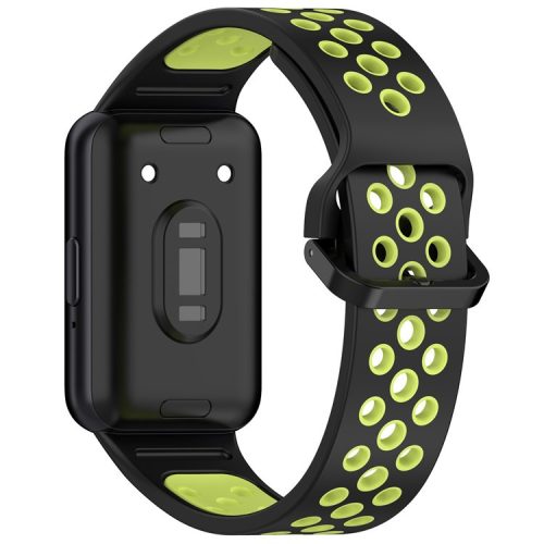 For Samsung Galaxy Fit3 Silicone Watch Bands Dual-Color Wrist Straps Replacement Parts - Black+Lime