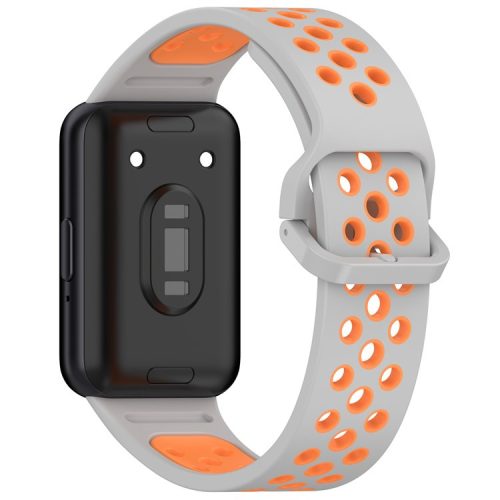 For Samsung Galaxy Fit3 Silicone Watch Bands Dual-Color Wrist Straps Replacement Parts - Grey+Orange