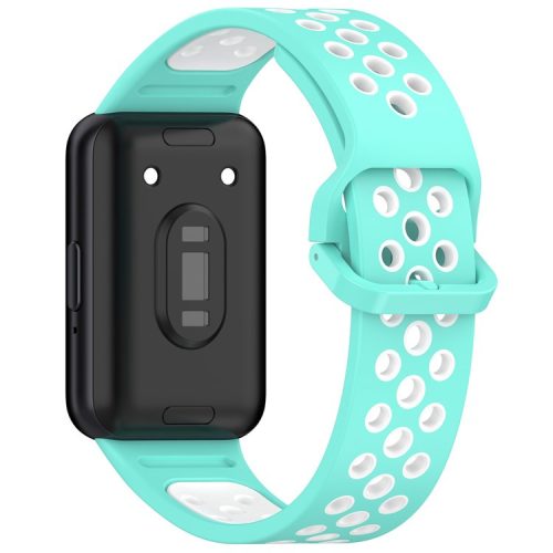 For Samsung Galaxy Fit3 Silicone Watch Bands Dual-Color Wrist Straps Replacement Parts - Teal+White