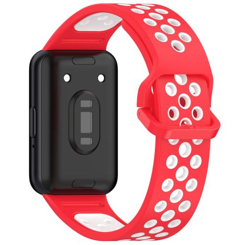 For Samsung Galaxy Fit3 Silicone Watch Bands Dual-Color Wrist Straps Replacement Parts - Red+White