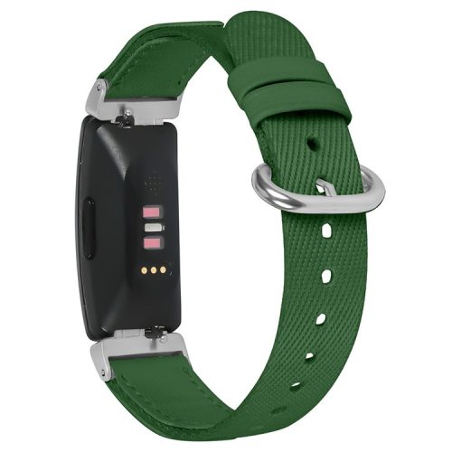 For Fitbit Inspire 2 Nylon Braided Watch Strap Adjustable Replacement Wrist Band - Army Green