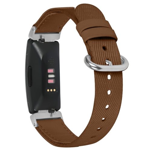 For Fitbit Inspire 2 Nylon Braided Watch Strap Adjustable Replacement Wrist Band - Brown