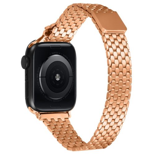 For Apple Watch 10 46mm / Ultra 2 / Ultra 49mm / 9 8 7 45mm / SE (2023) SE (2022) SE 6 5 4 44mm / 3 2 1 42mm Magnetic Buckle Stainless Steel Strap - Rose Gold