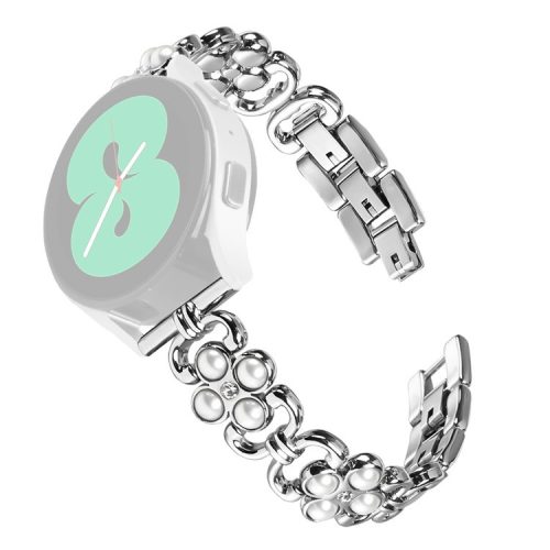 Metal Band for Huawei Watch GT 3 Pro 43mm Women Four Leaf Clover Stainless Steel Watch Strap - Silver