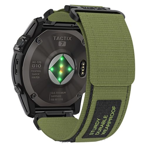 For Garmin Tactix 7 Pro / Fenix 7X / 6X Pro / 5X Plus Watch Band 26mm Nylon Wrist Strap - Army Green