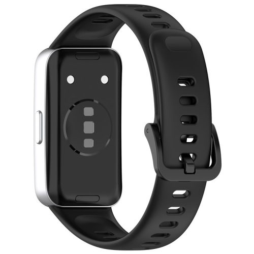 For Huawei Band 8 / 8 NFC / 9 / 9 NFC Glossy Silicone Watch Strap Replacement Watchband - Black