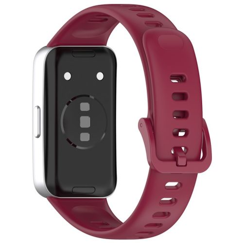 For Huawei Band 8 / 8 NFC / 9 / 9 NFC Glossy Silicone Watch Strap Replacement Watchband - Wine Red