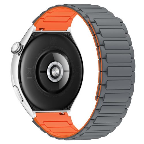 Silicone Watch Band for Huawei Watch 4 / 4 Pro / GT 4 46mm Magnetic Wrist Strap - Grey / Orange