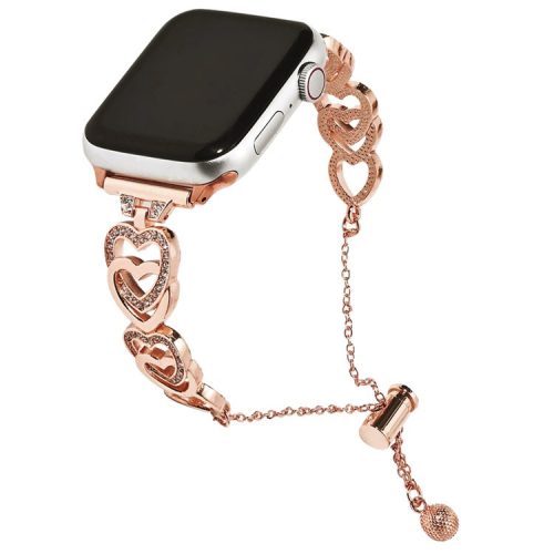 For Apple Watch 10 46mm / Ultra 2 / Ultra 49mm / 9 8 7 45mm / SE (2023) SE (2022) SE 6 5 4 44mm / 3 2 1 42mm Dressy Strap Zinc Alloy Heart Watch Band - Rose Gold