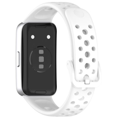 For Huawei Band 9 / 9 NFC / 8 / 8 NFC Breathable Holes Replacement Band Silicone Watch Strap - White