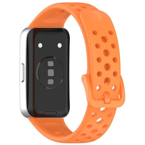 For Huawei Band 9 / 9 NFC / 8 / 8 NFC Breathable Holes Replacement Band Silicone Watch Strap - Orange