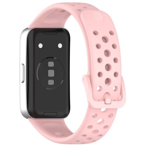 For Huawei Band 9 / 9 NFC / 8 / 8 NFC Breathable Holes Replacement Band Silicone Watch Strap - Pink