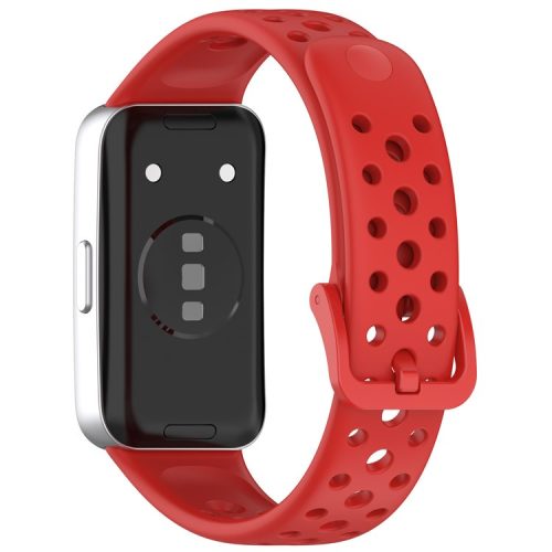 For Huawei Band 9 / 9 NFC / 8 / 8 NFC Breathable Holes Replacement Band Silicone Watch Strap - Red