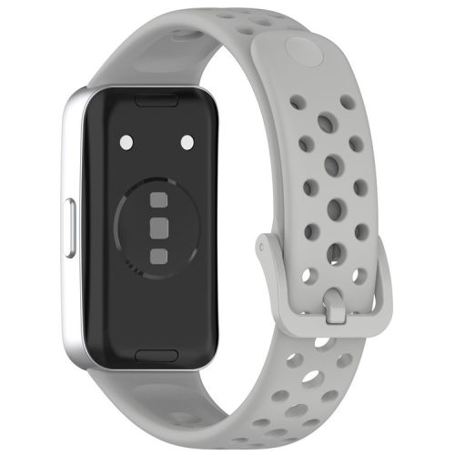 For Huawei Band 9 / 9 NFC / 8 / 8 NFC Breathable Holes Replacement Band Silicone Watch Strap - Grey