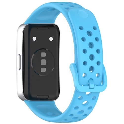 For Huawei Band 9 / 9 NFC / 8 / 8 NFC Breathable Holes Replacement Band Silicone Watch Strap - Sky Blue