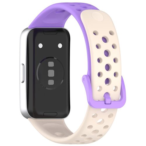 For Huawei Band 9 / 9 NFC / 8 / 8 NFC Breathable Holes Replacement Band Silicone Watch Strap - Starlight+Purple